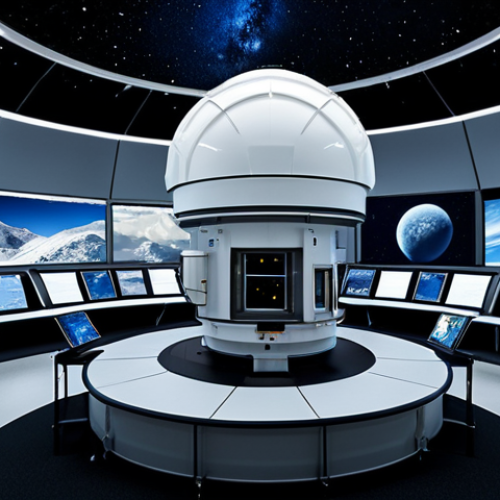 Automated Observatory Network**

"Futuristic automated observatory network on a mountain top, telescopes pointing at the night sky, advanced sensors, image processing systems, fully clothed researchers monitoring screens in a control room, appropriate attire, safe for work, perfect anatomy, correct proportions, professional photography, high quality, professional, family-friendly."

**